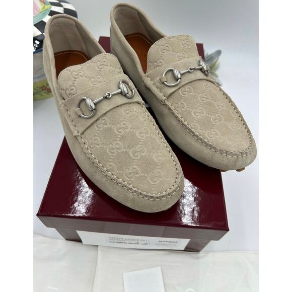 Men\'s Gucci suede GG embossed loafers size 12.5 fits 13 US made in Italy main image 8